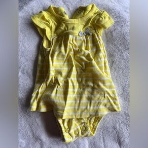 Carter's Yellow and White Striped Baby Dress Onesie with Bow